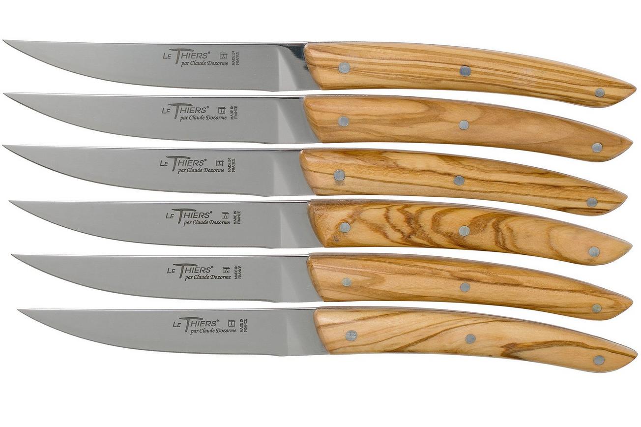 Claude Dozorme Le Thiers steakmesset 6-delig, olijfhout