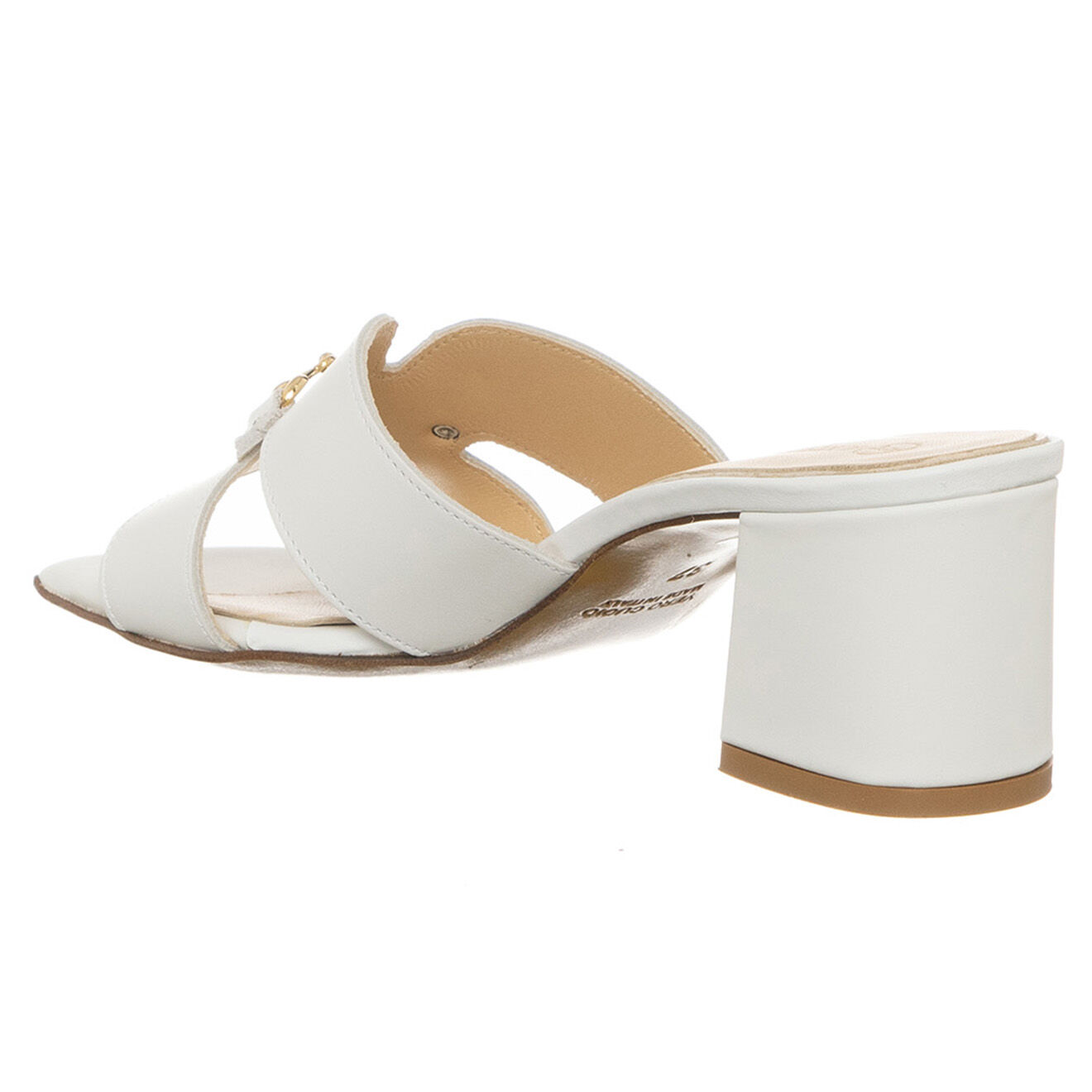 Loretta Pettinari Mules en Cuir Lopa blanches - Talon 6 cm