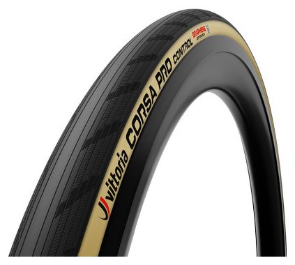 Pneu Route Vittoria Corsa Pro Control 700 mm Tubeless Ready Souple Graphene G2.0   Silica Compound Flancs Beiges