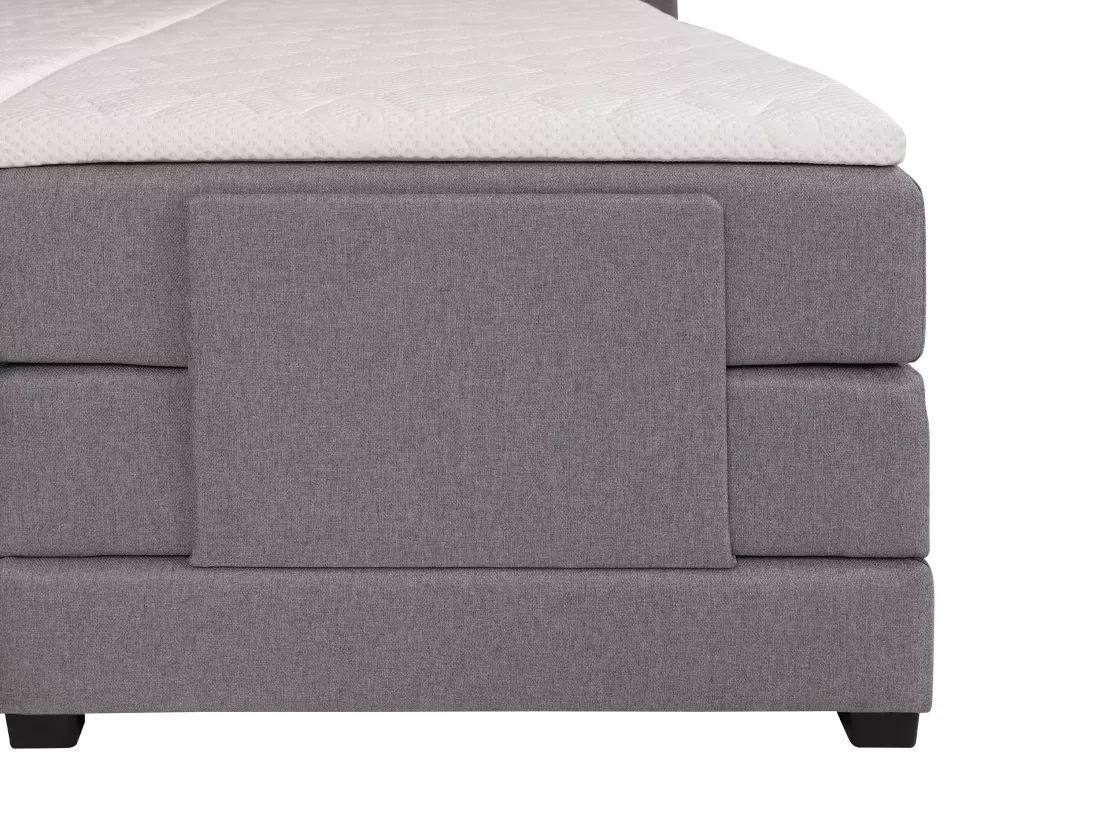Ensemble complet boxspring tête de lit + sommiers relaxation électrique + matelas + surmatelas - 2 x 80 x 200 cm - Tissu - Gris clair - CASTEL II de PALACIO
