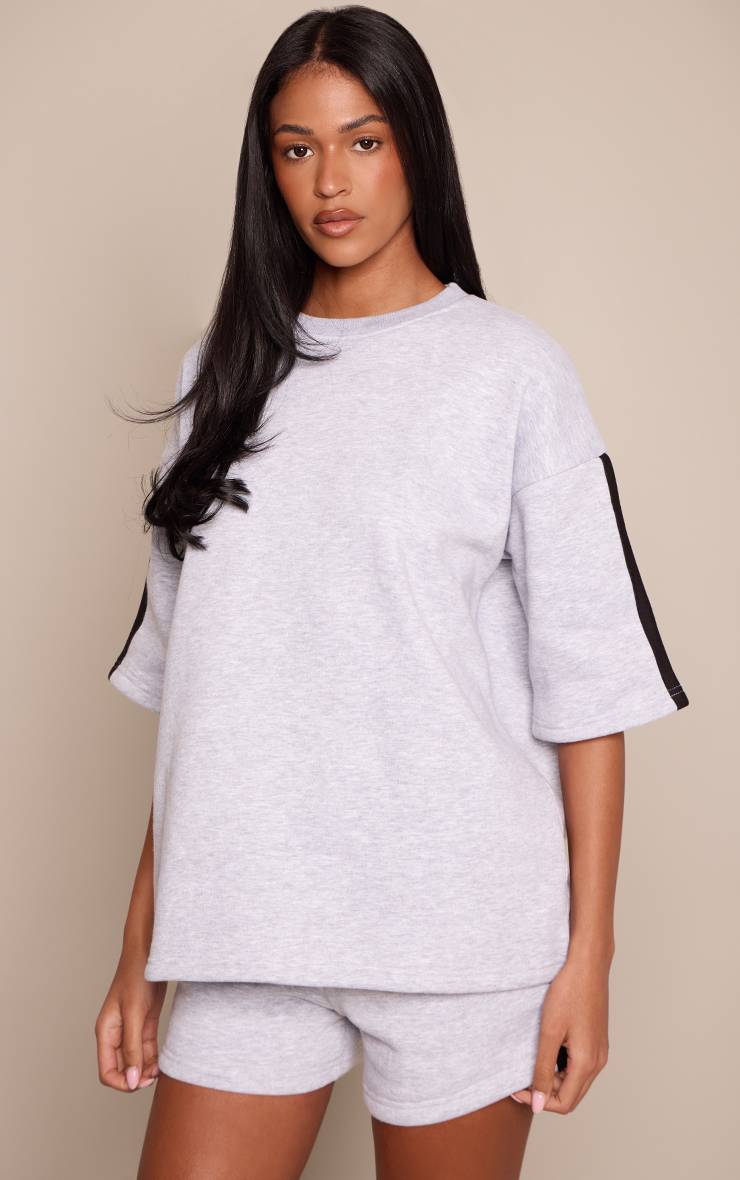 Gris Short De Jogging Ajusté Avec Bandes Latérales Tall