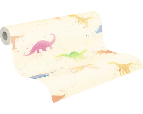 Vliesbehang 38146-1 Little Love Dinos geel kleurrijk