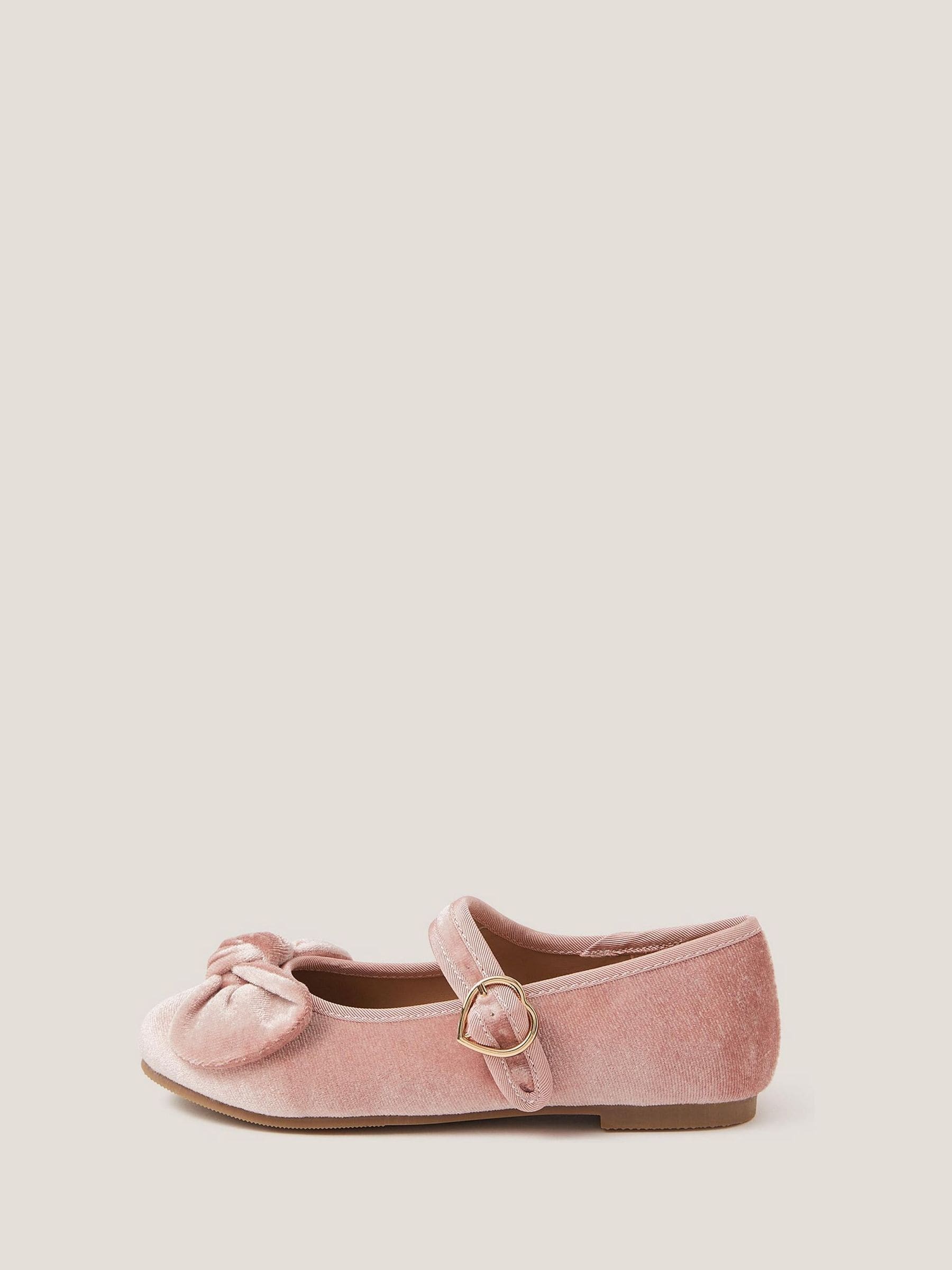 Monsoon Velvet Bow Strap Ballet Flats