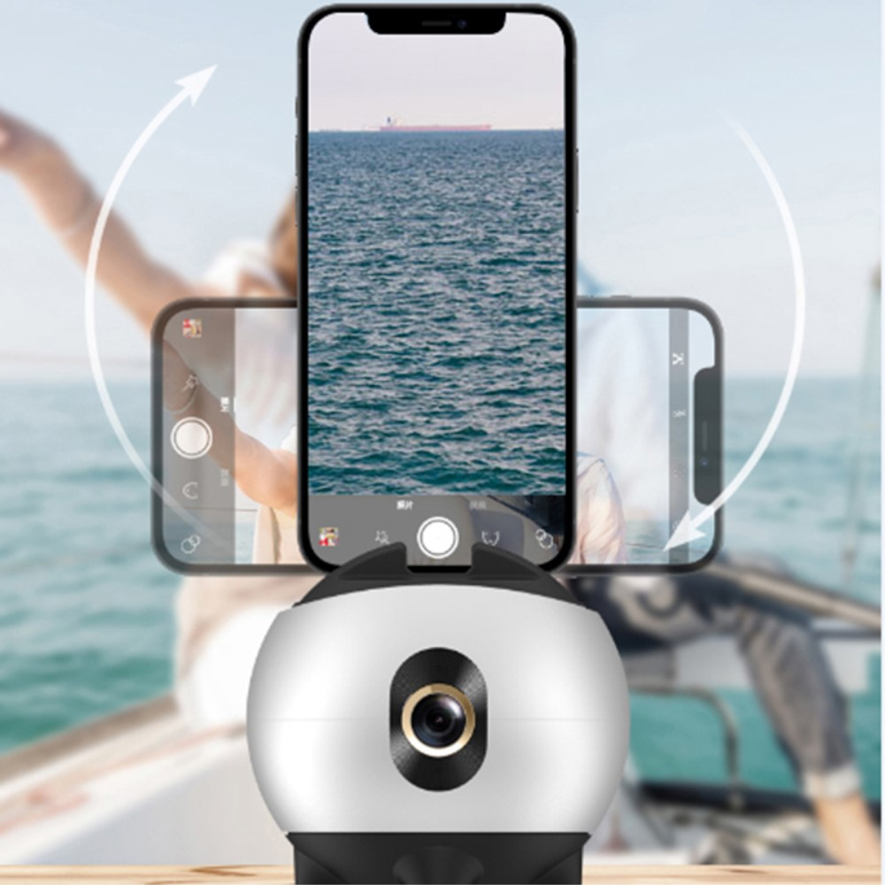 Rotierende 360° Smart Gimbal Selfie Kamera mit Smartphone und Stativ Halter   Automatischer Gesichtsverfolgung - Weiss