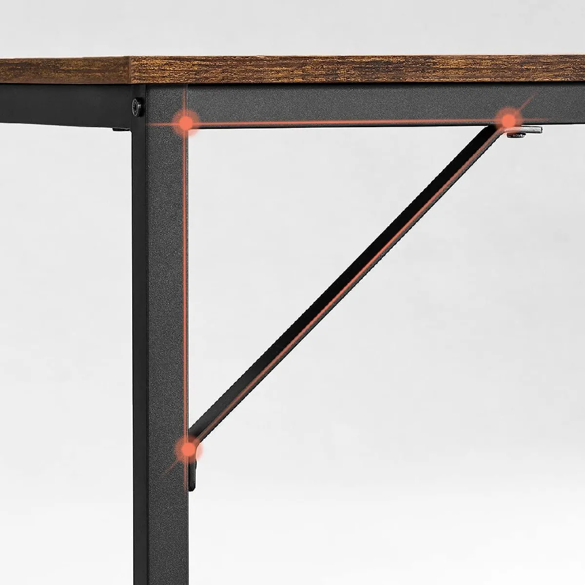 Bureau table 140 cm Helloshop26 - Marron rustique et noir