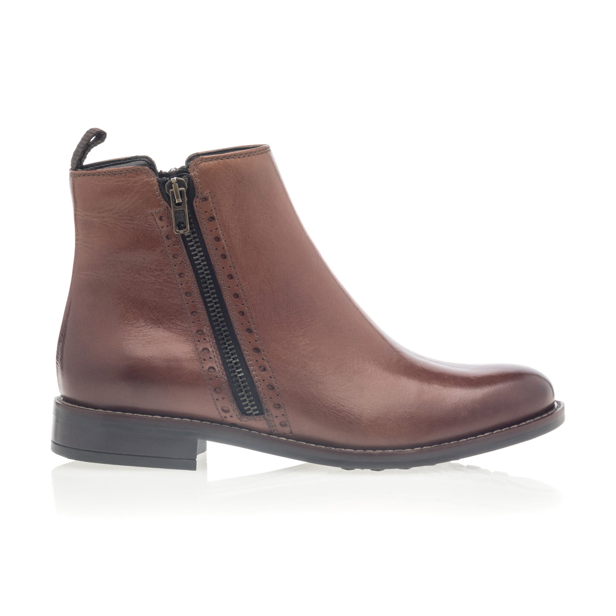 Bottines Femme en cuir cognac