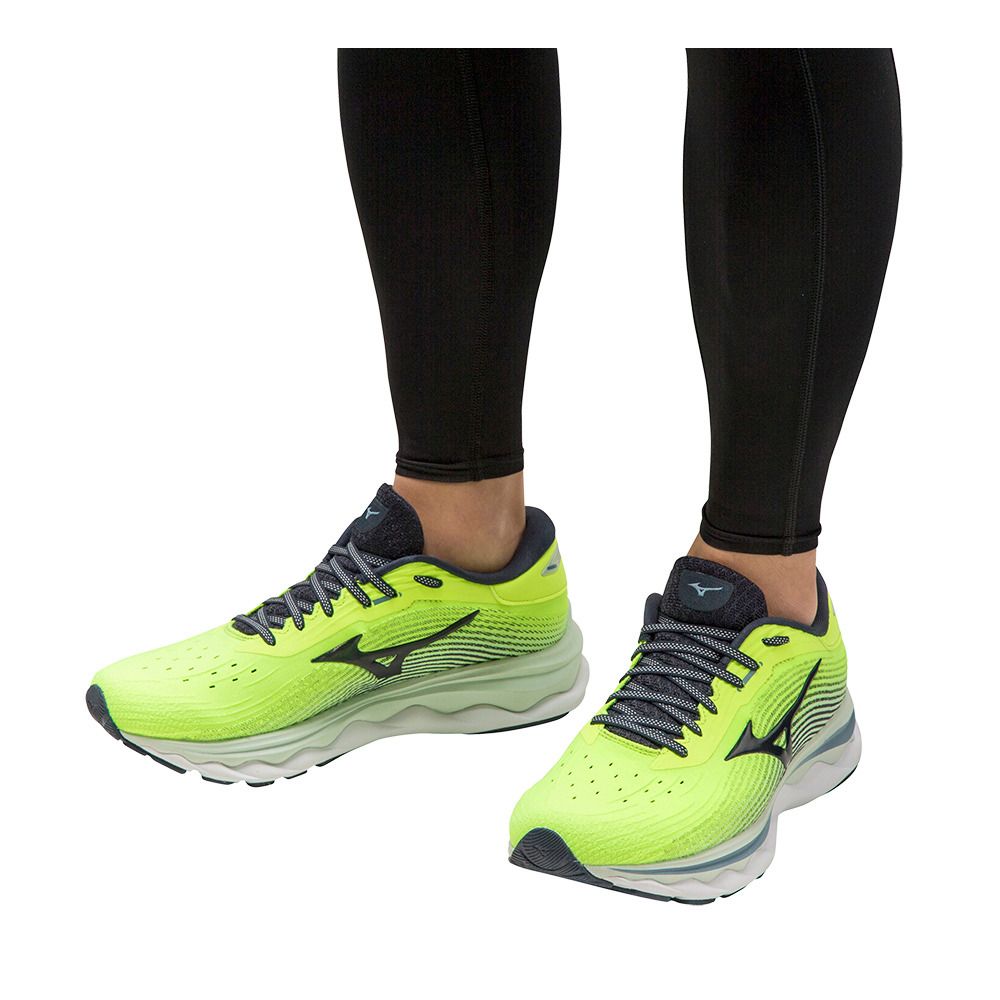 Mizuno WAVE SKY 5 - Chaussures running Homme nlime/teclipse/omushroom