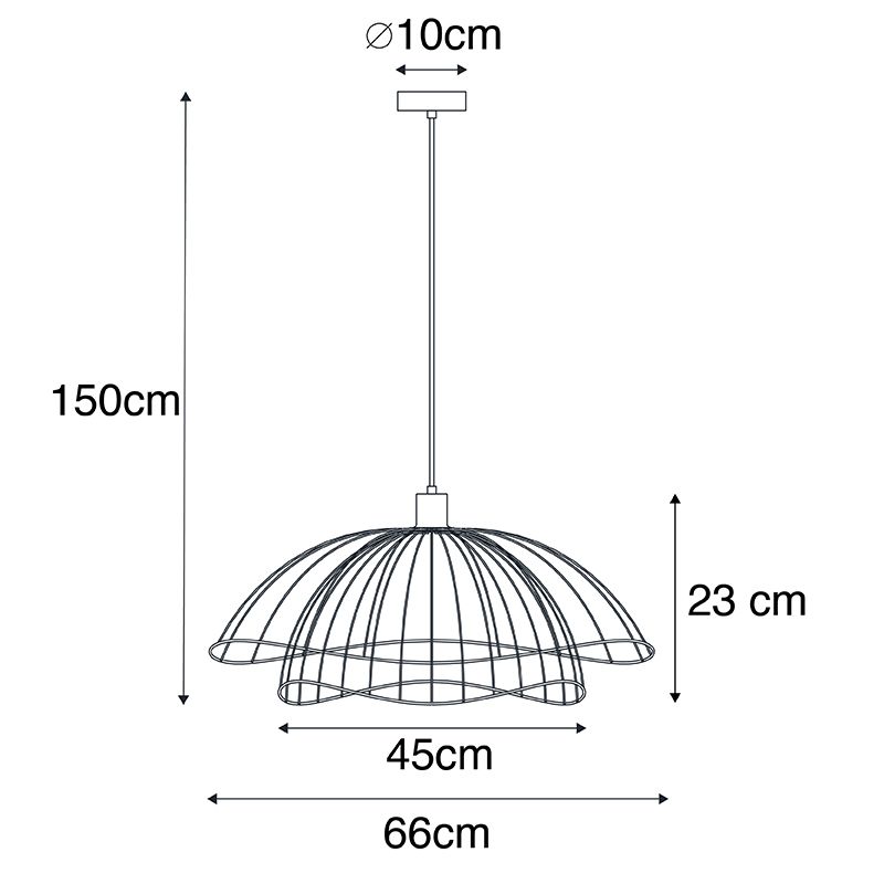 Design hanglamp zwart met dubbele kap 66cm - Pua