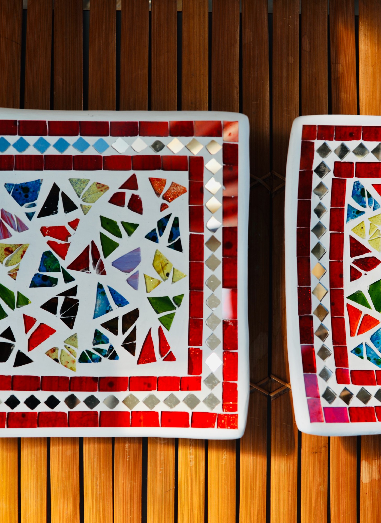 3er-Set Mosaikteller 'Tropical Flower', weiß, multicolor von fischer's lagerhaus