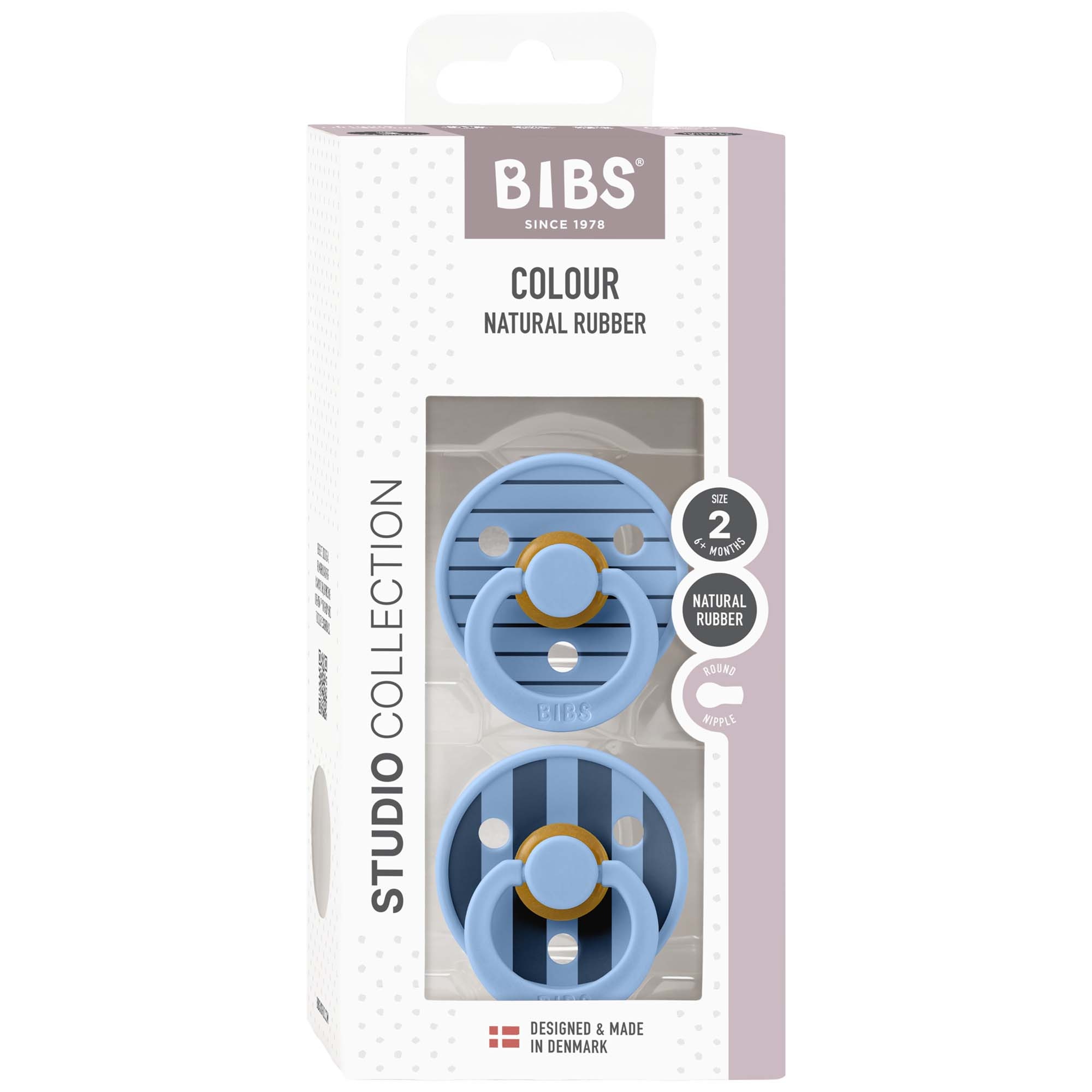 Bibs fopspeen Studio Round size 2 - 2 stuks blauw - Prénatal