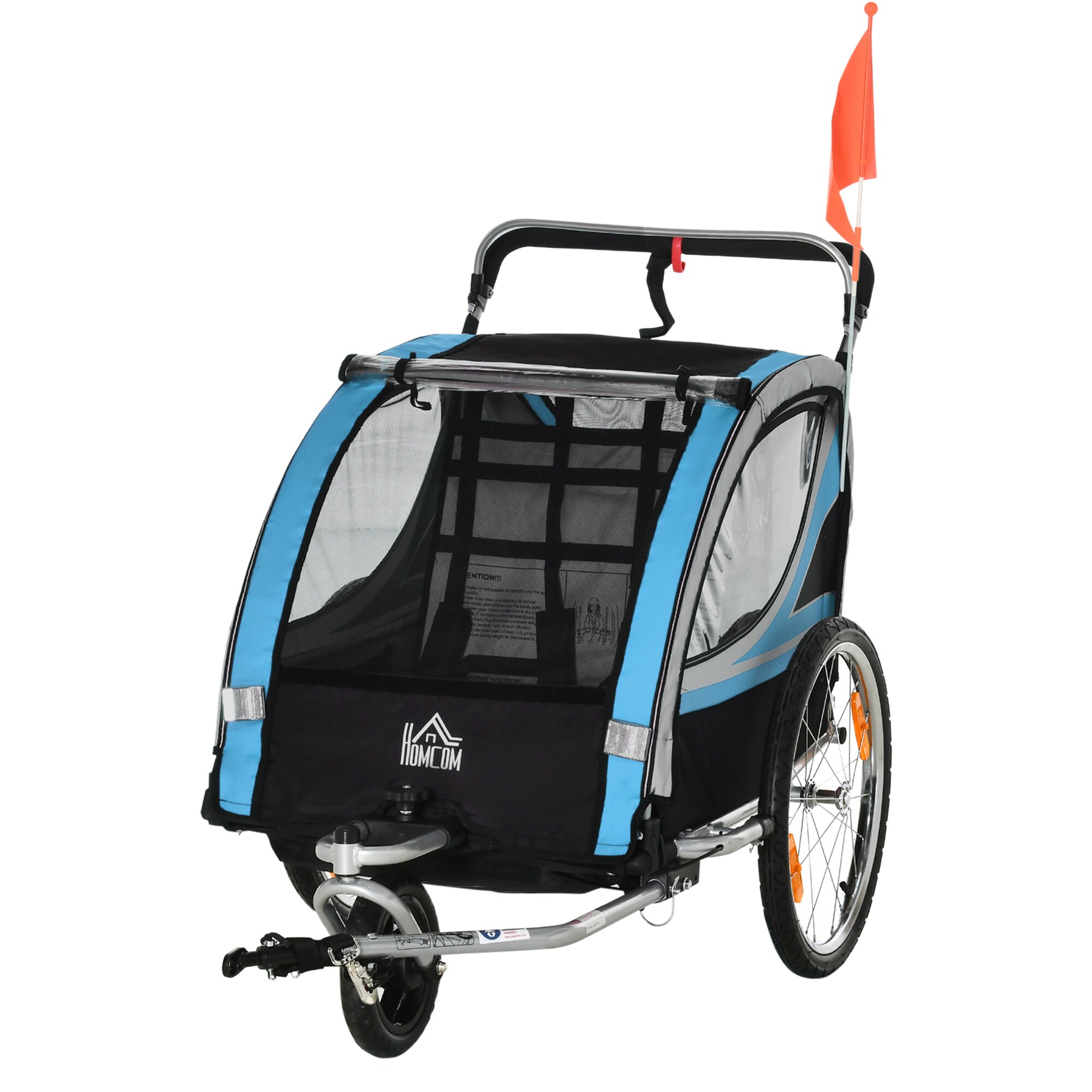 HOMCOM Kinderfahrradanhänger mit Aufbewahrungstasche 142L x 75B x 101H cm