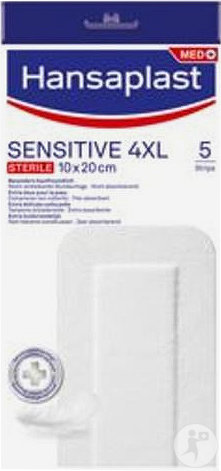 Hansaplast Sensitive 4XL 10x20cm Stérile Compresse Non Collante 5 Strips