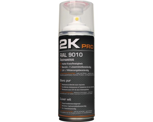2K PRO glansspuitverf RAL 9010 zuiver wit 400 ml
