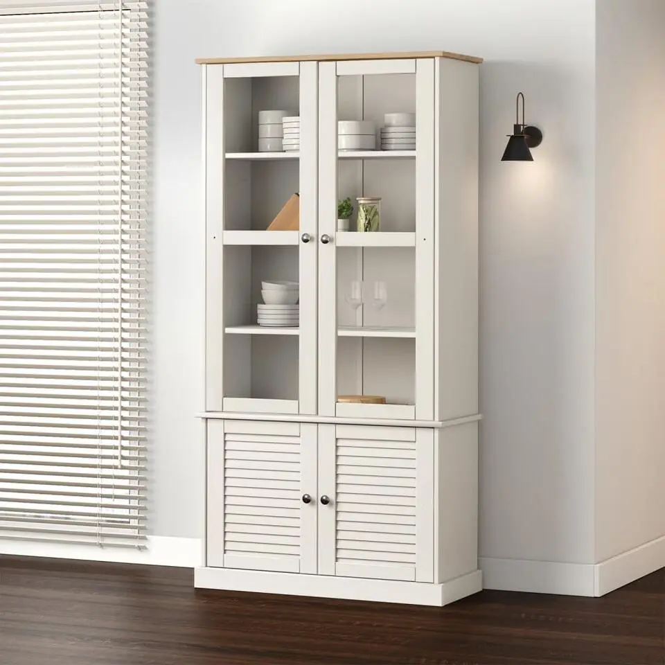 vidaXL - Boekenkast VIGO met 6 schappen en 4 deuren - Wit - 85x35x170 cm
