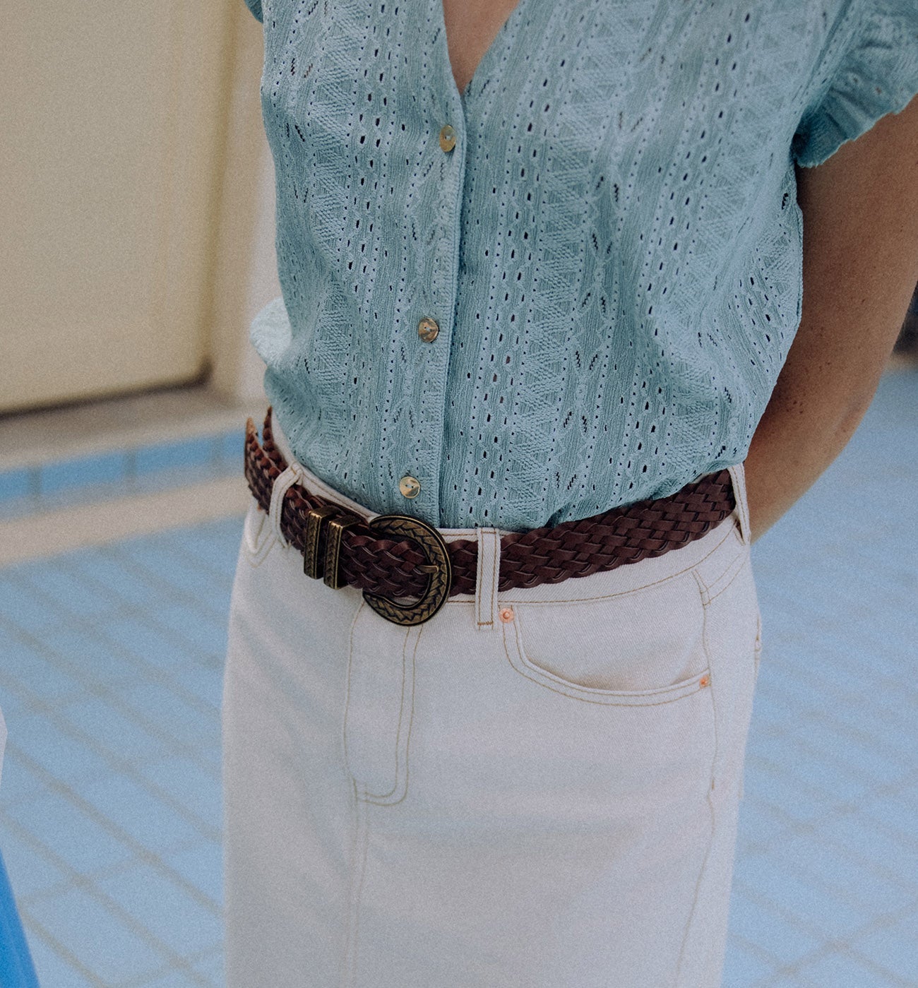 Ceinture tressée Femme - Camel