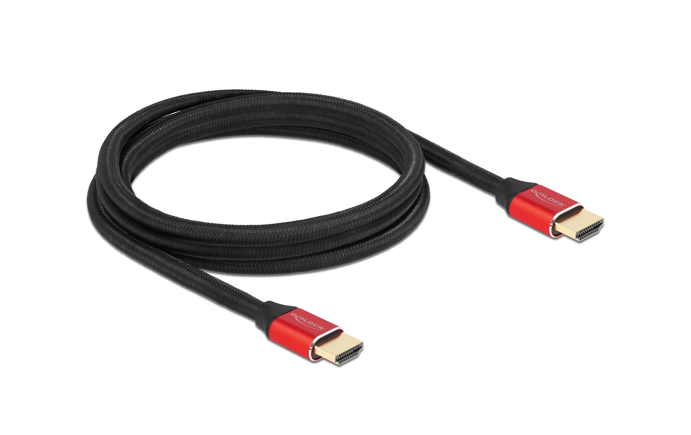 Kabel 8K 60Hz HDMI - HDMI, 2 m, RotDelock Ultra High Speed HDMI Kabel 48 Gbps 8K 60 Hz rot 2 m zertifiziert