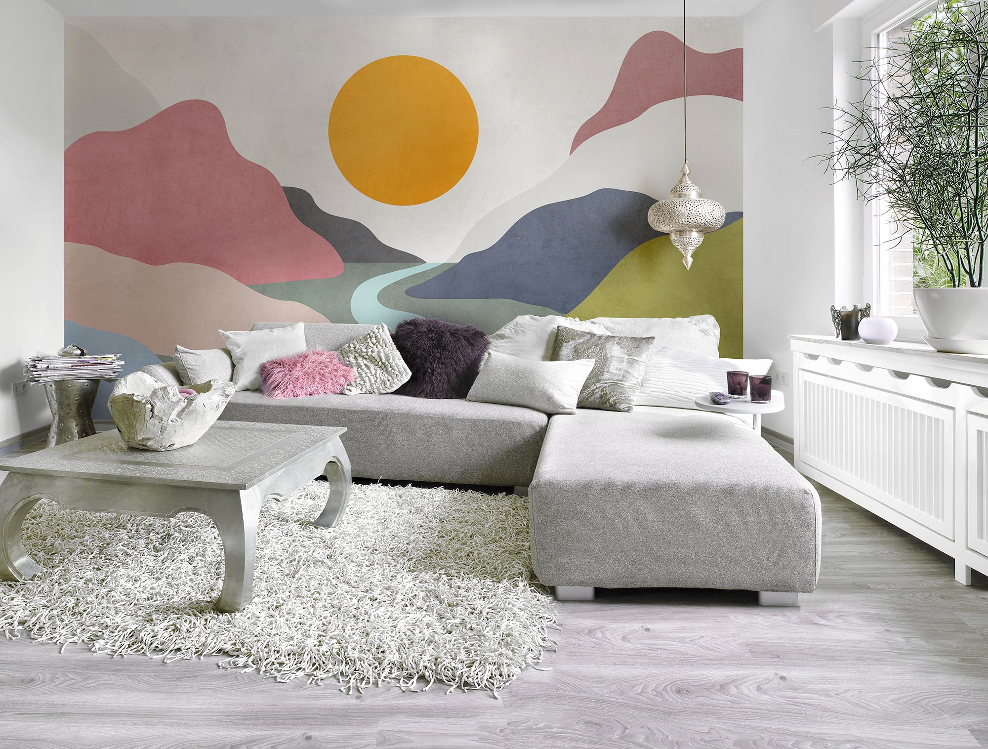 Komar Fototapete »Digitaldruck Vlies -  Velvety Valley - Grösse 400 x 250 cm« bedruckt | floral | geblümt | gemustert | tropisch glatt Wohnzimmer, Schlafzimmer
