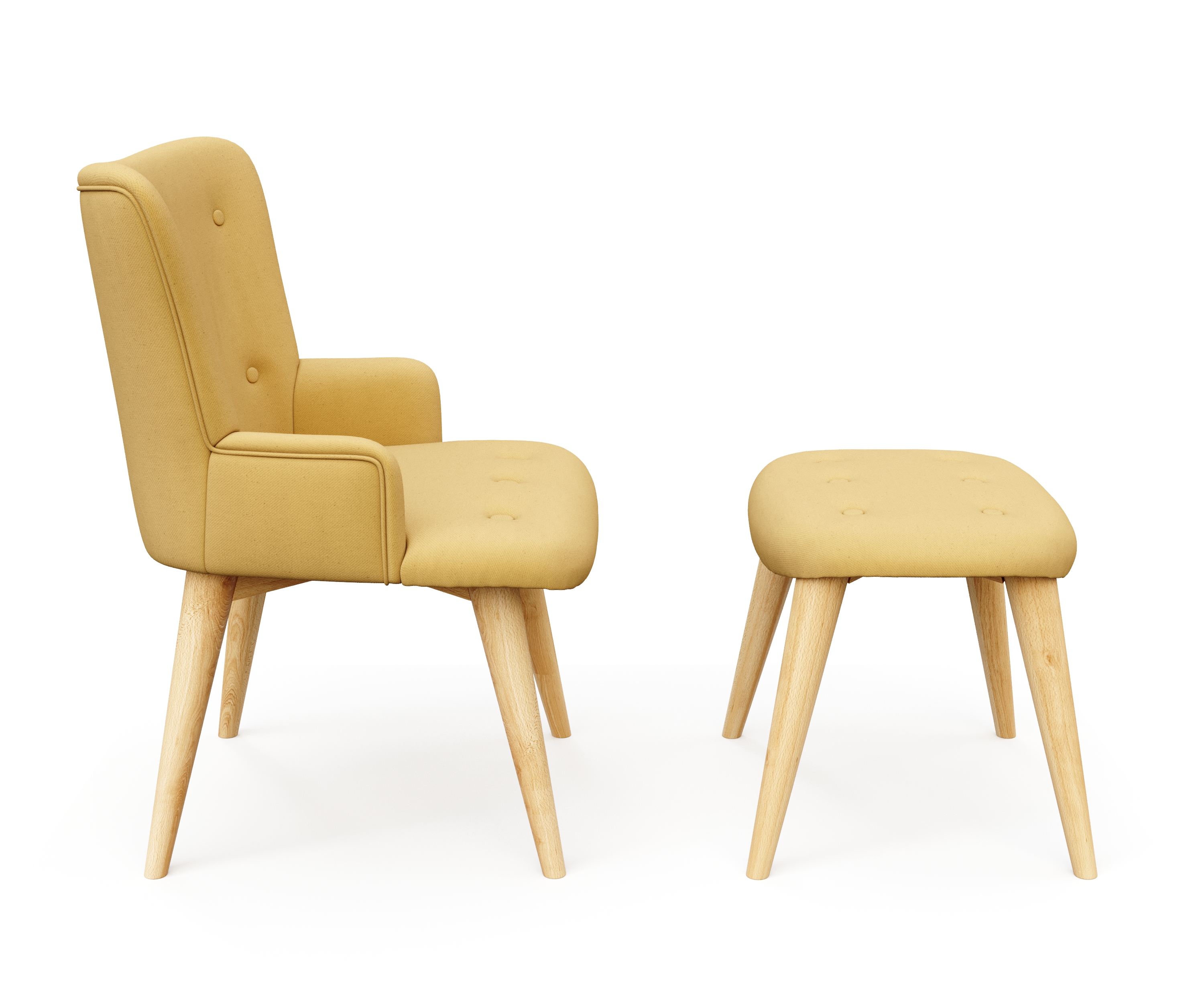 Sessel mit Hocker NEVIO gelb