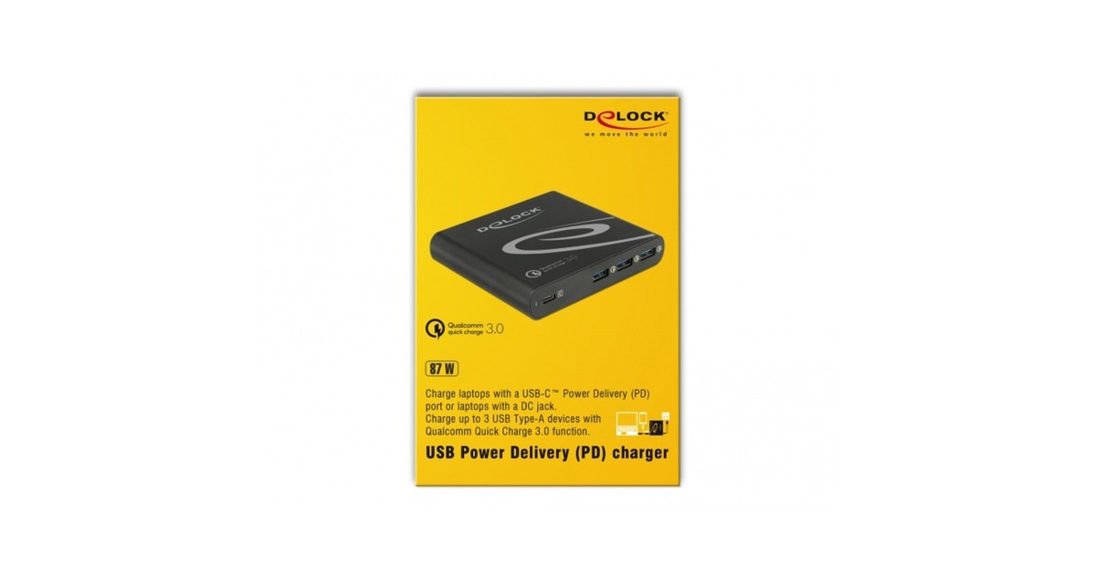DeLOCKUSB Oplader 1x USB Type-C + 3x USB Type-A  (Zwart)