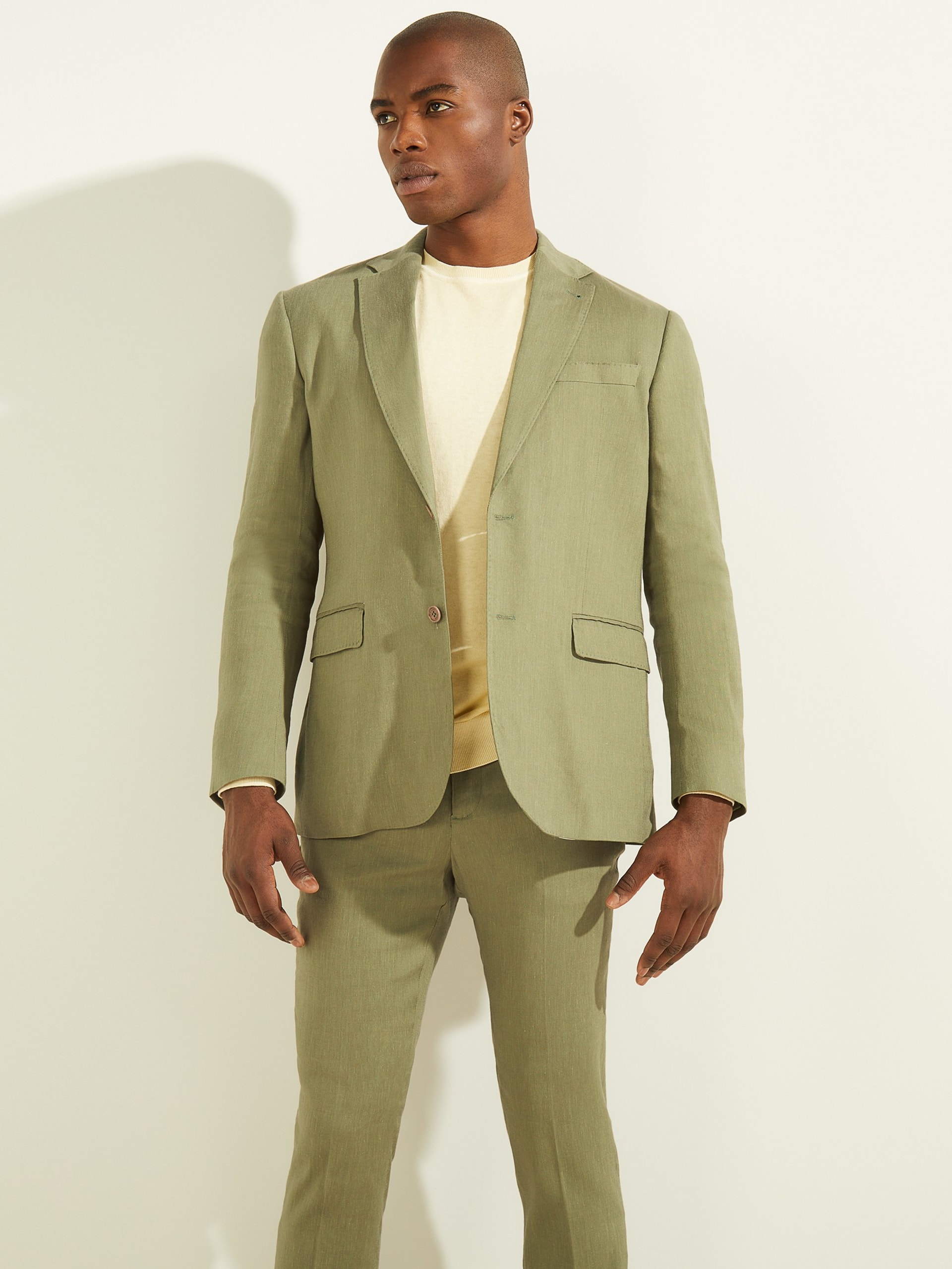 Blazer de linho misto com abotoamento simples