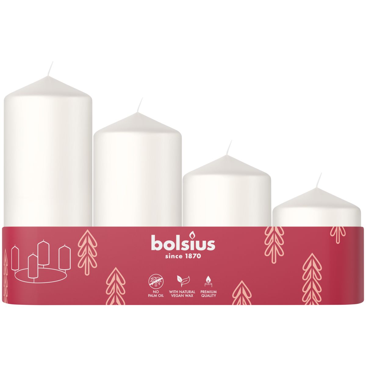 Bolsius Stompkaars Assorti Tray 4 Cloudy White (1 stuk)
