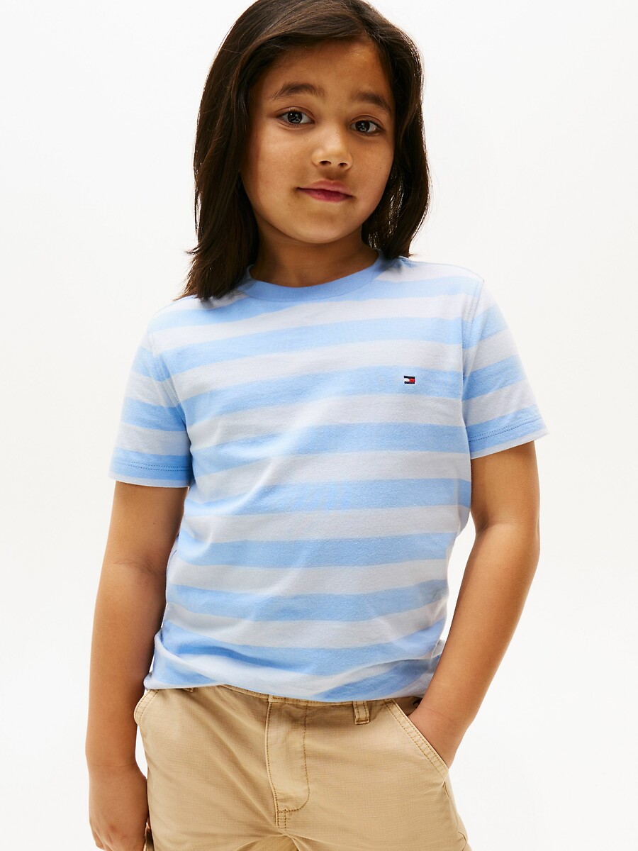 TOMMY HILFIGER<br>Camiseta listrada de manga curta, tamanho 10-16 anos