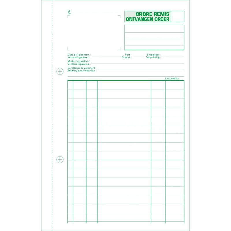 Carnet d'ordres 21x13,5cm 50 feuillets double autocopiant Billingue