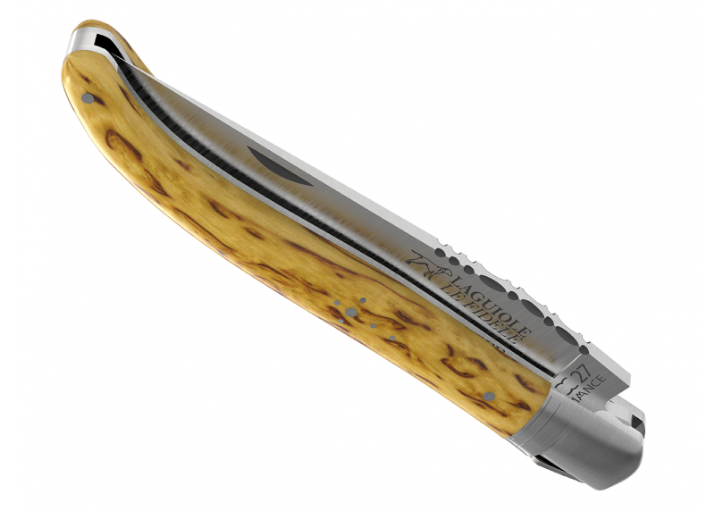 Couteau Laguiole avec un manche en bois de bouleau et 1 mitre en acier inoxydable