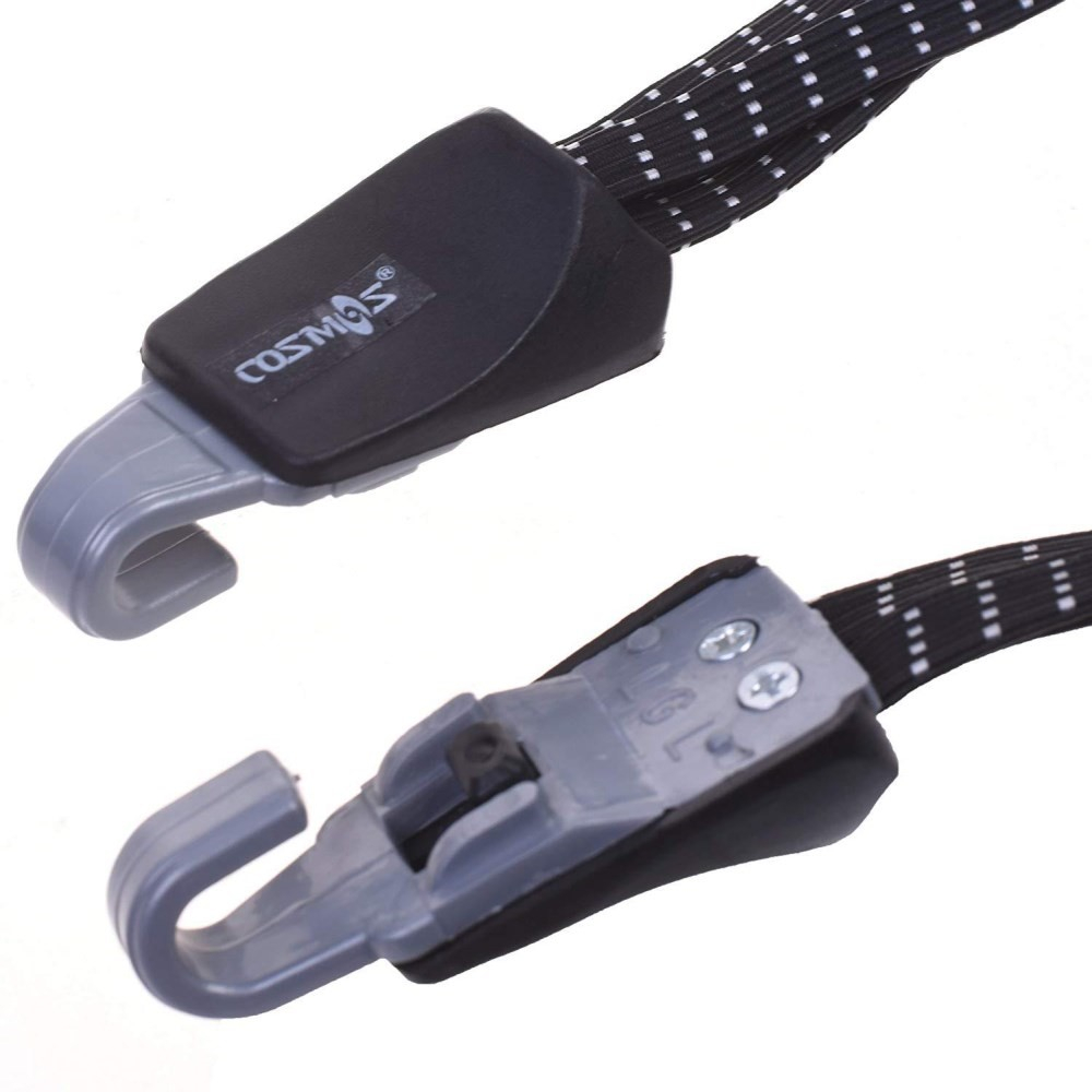 (2er Set) 65cm 3-Fach Universal Spannseil Spanngummi Gepäckspanner mit Haken - Schwarz / Weiss