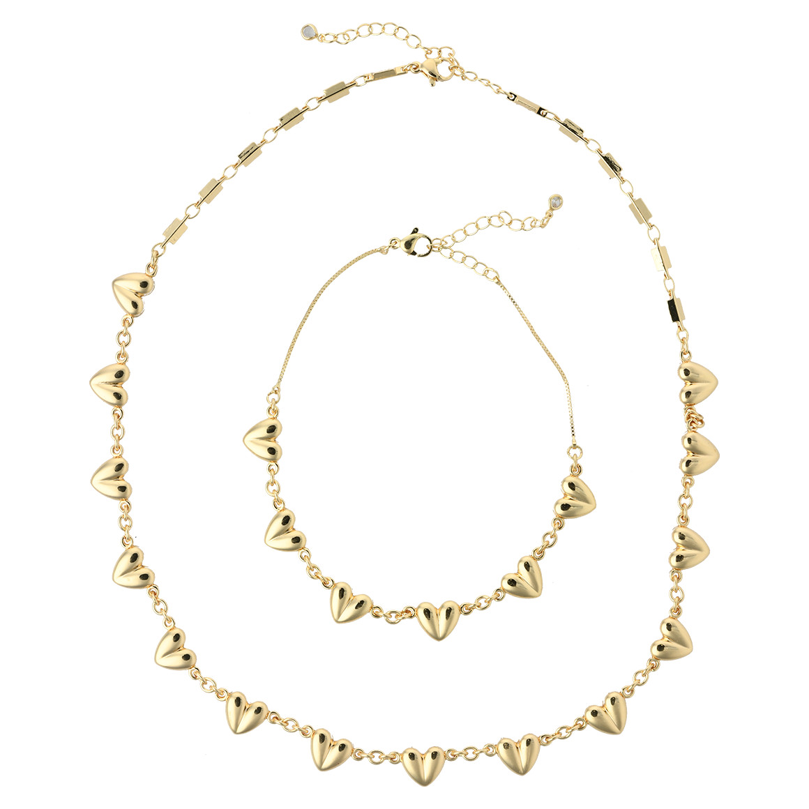 Gina Benotti Damen Kette und Anhänger mit Herzen gold