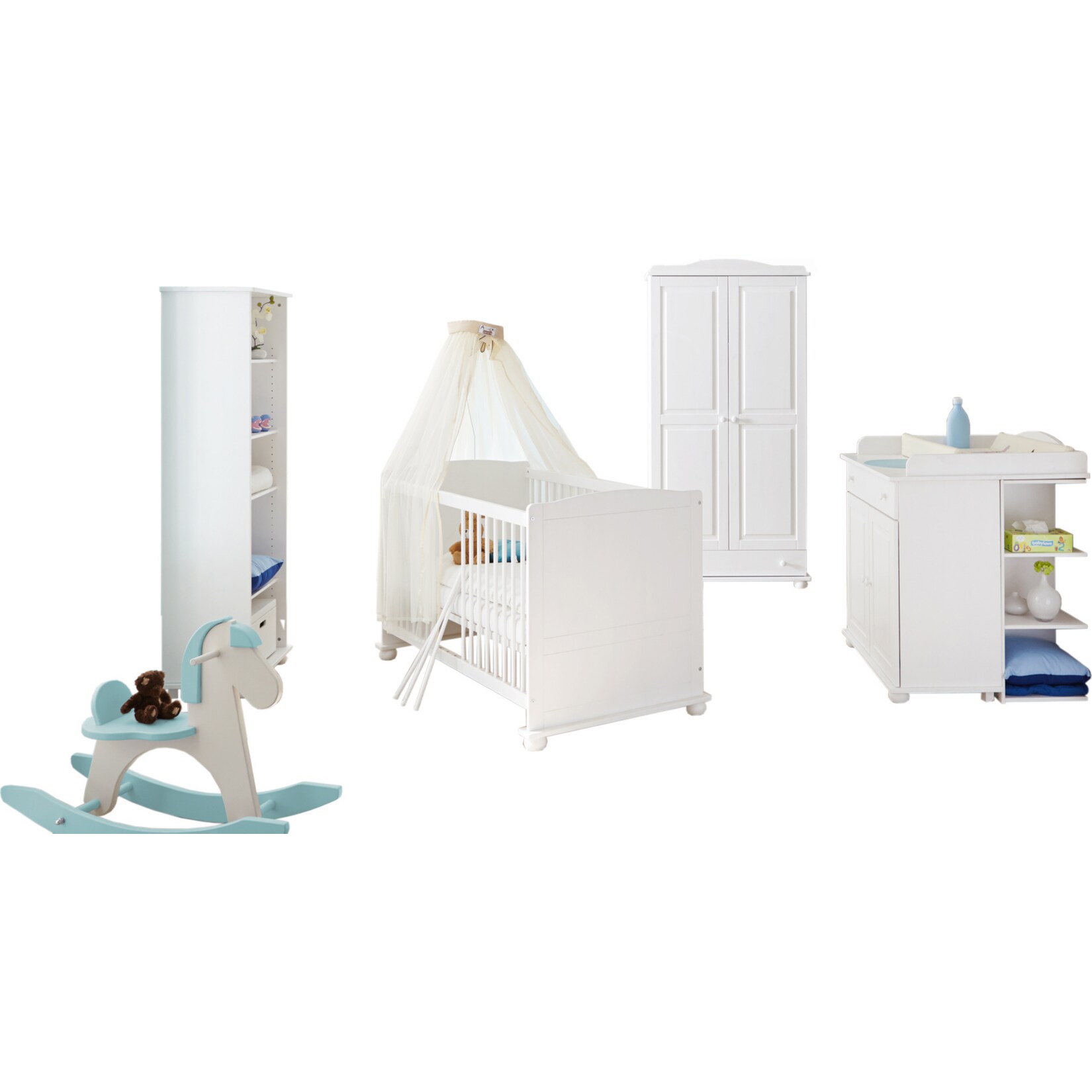 TiCAA Babyzimmer 5 teilig Adam Kiefer Weiß