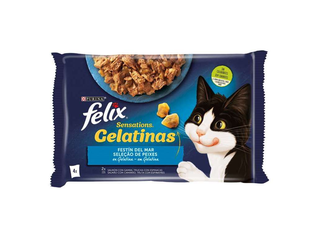 COMIDA HÚMIDA PARA GATO FELIX SENSATIONS PEIXE 4X85G