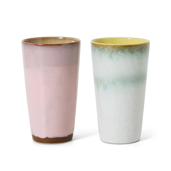 HKliving - 70's Latte Macchiato Becher, 280 ml, fresco (2er-Set)