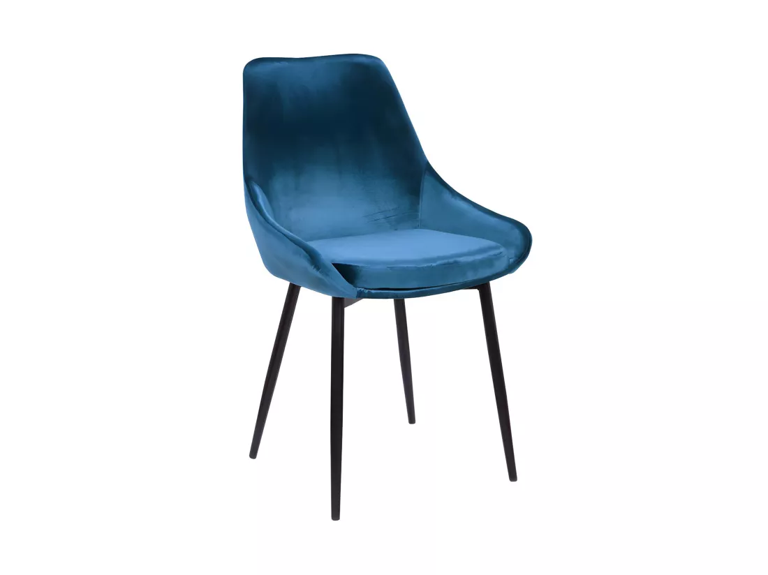 Lot de 2 chaises - Velours et métal noir - Bleu nuit - MASURIE