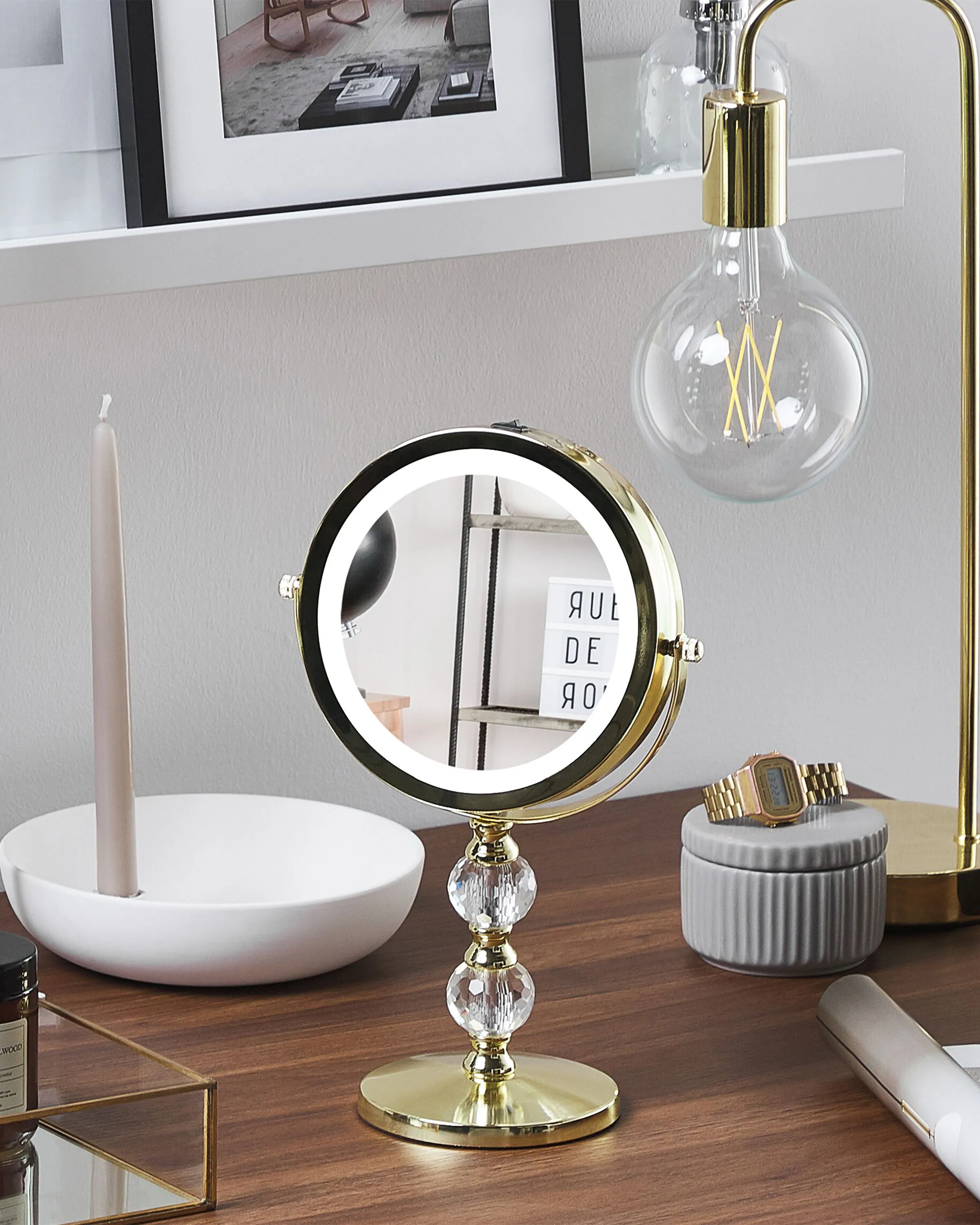 Make-up spiegel LED CLAIRA Goud