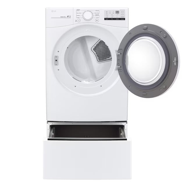 Secadora elétrica empilhável LG de 7,4 pés cúbicos (branca) com certificação ENERGY STAR.
