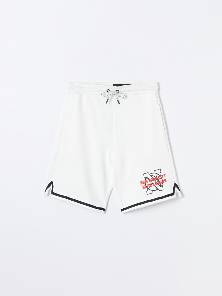 Bermuda esportiva estampada - Branca