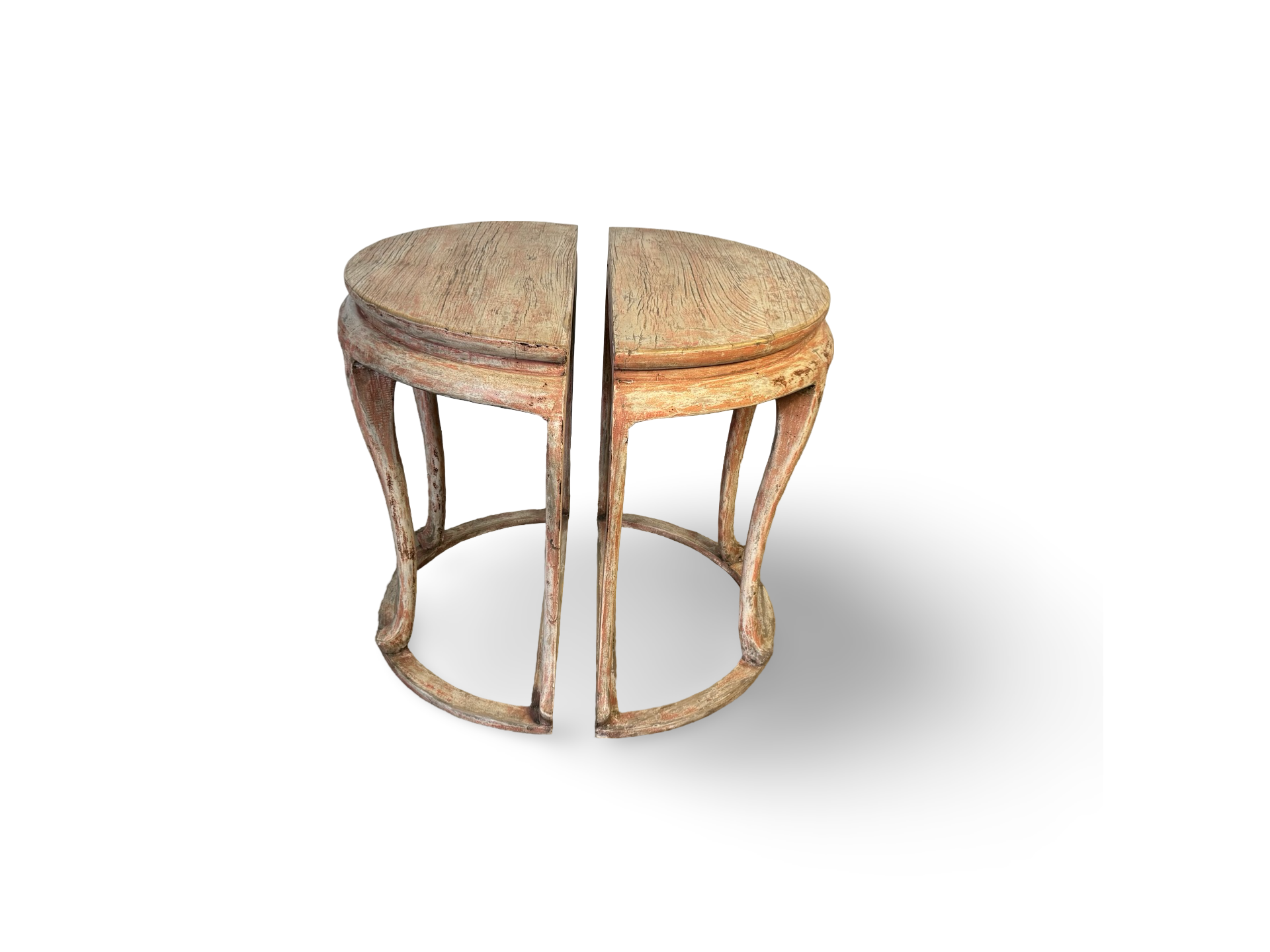 Wandtafel half rond zalmroze Wandtafel half rond uniek zalmroze