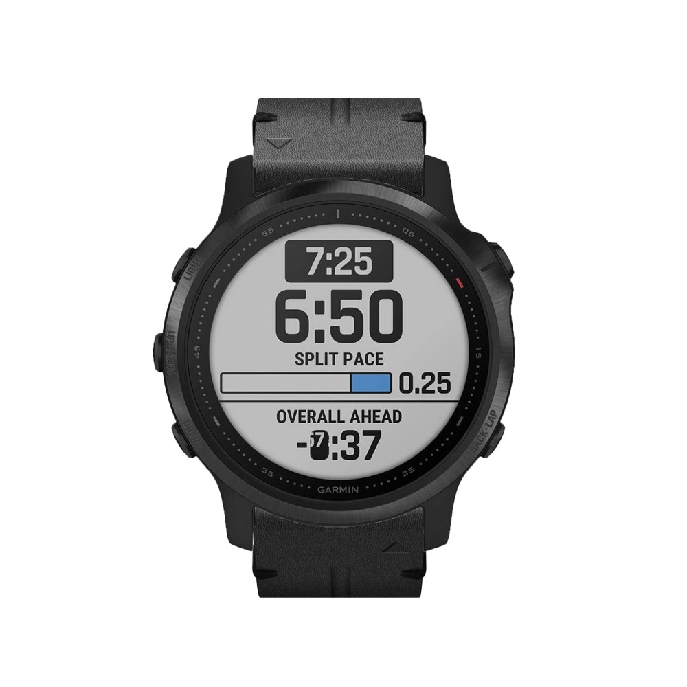 (Gr. M) Garmin Fenix 6S / 6S Pro / 5S / 5S Plus Echtleder Ersatz Armband mit Dornschliesse (Gelenkumfang 167-217 mm) - Schwarz