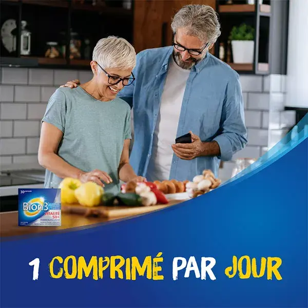 Suplemento alimentar Bion 3 Vitality 50+ para idosos - Tratamento de 3 meses - 90 comprimidos