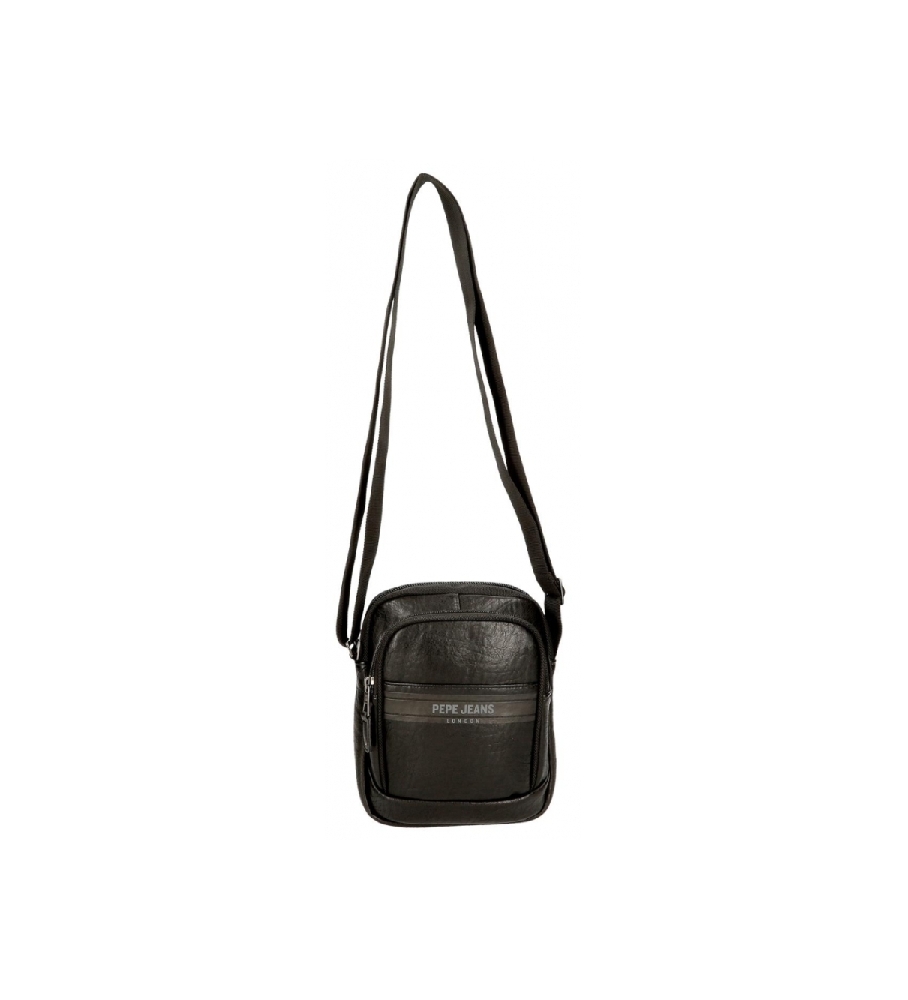 Bolsa de ombro Pepe Jeans com dois compartimentos, preta