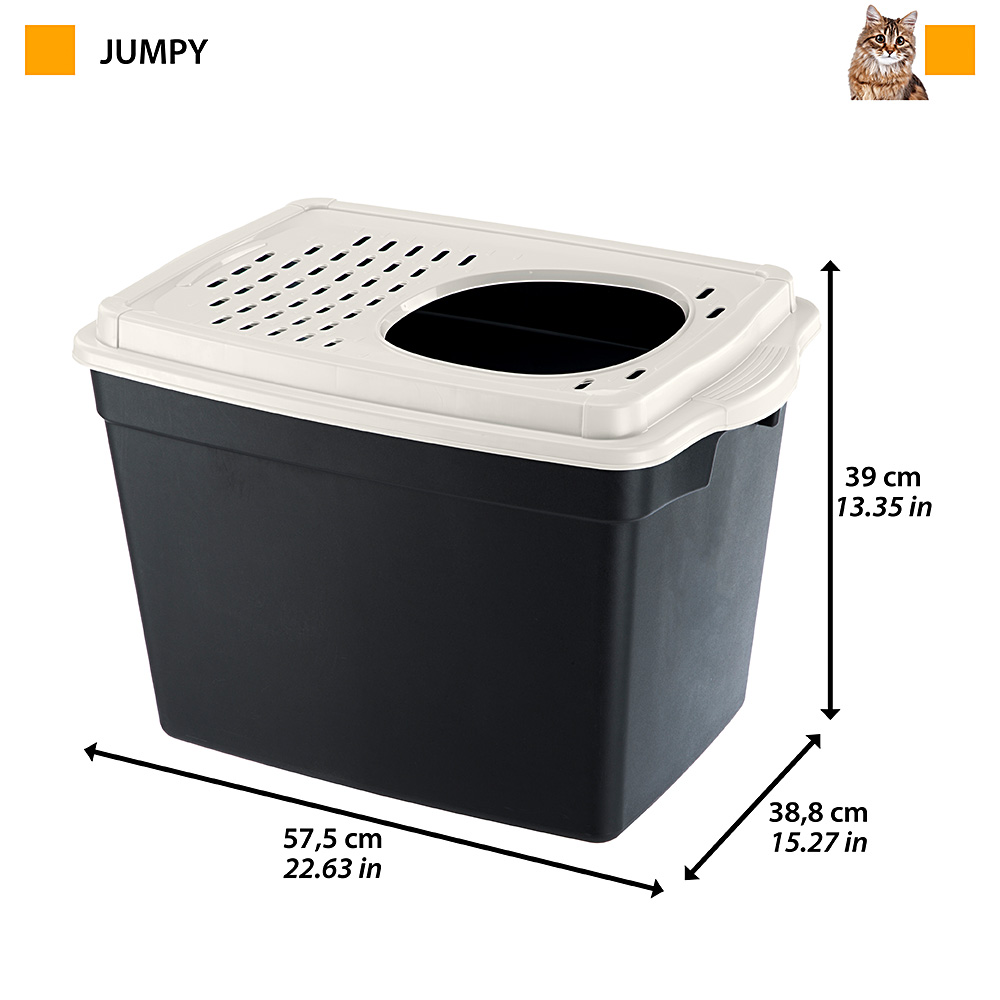 Ferplast bac à litière pour chat, toilettes couvertes pour chat, avec entrée supérieure, couvercle perforé, 38,8 x 57,5 xh 39 cm,