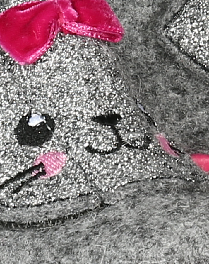 Filz-Hausschuhe HAPPY CAT mit Glitzer in grau