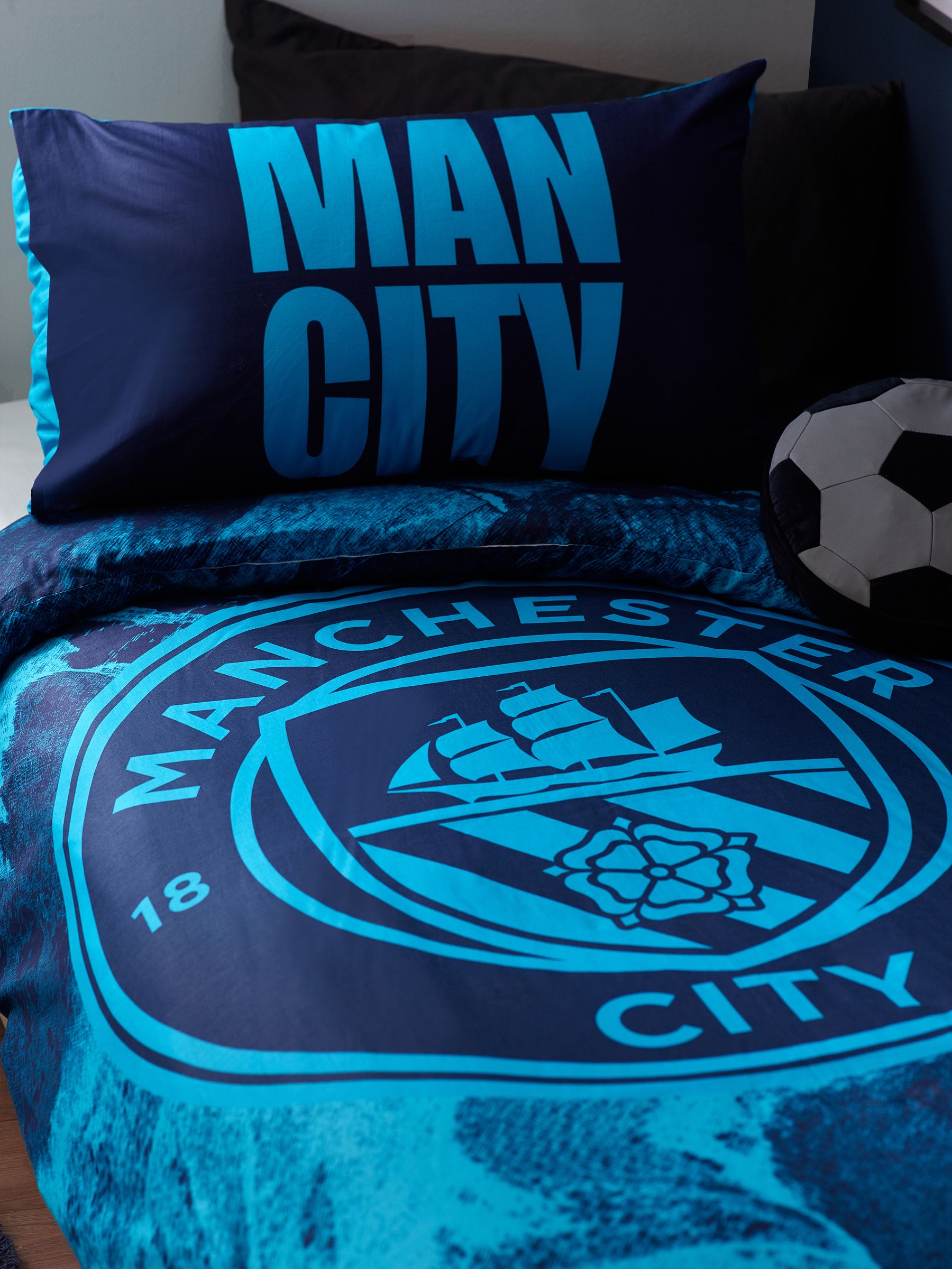 Manchester City 100% katoenen dekbedovertrek en kussensloopset voor eenpersoonsbed