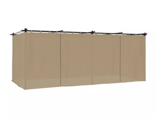 Tonnelle avec rideaux taupe 6x3 m acier