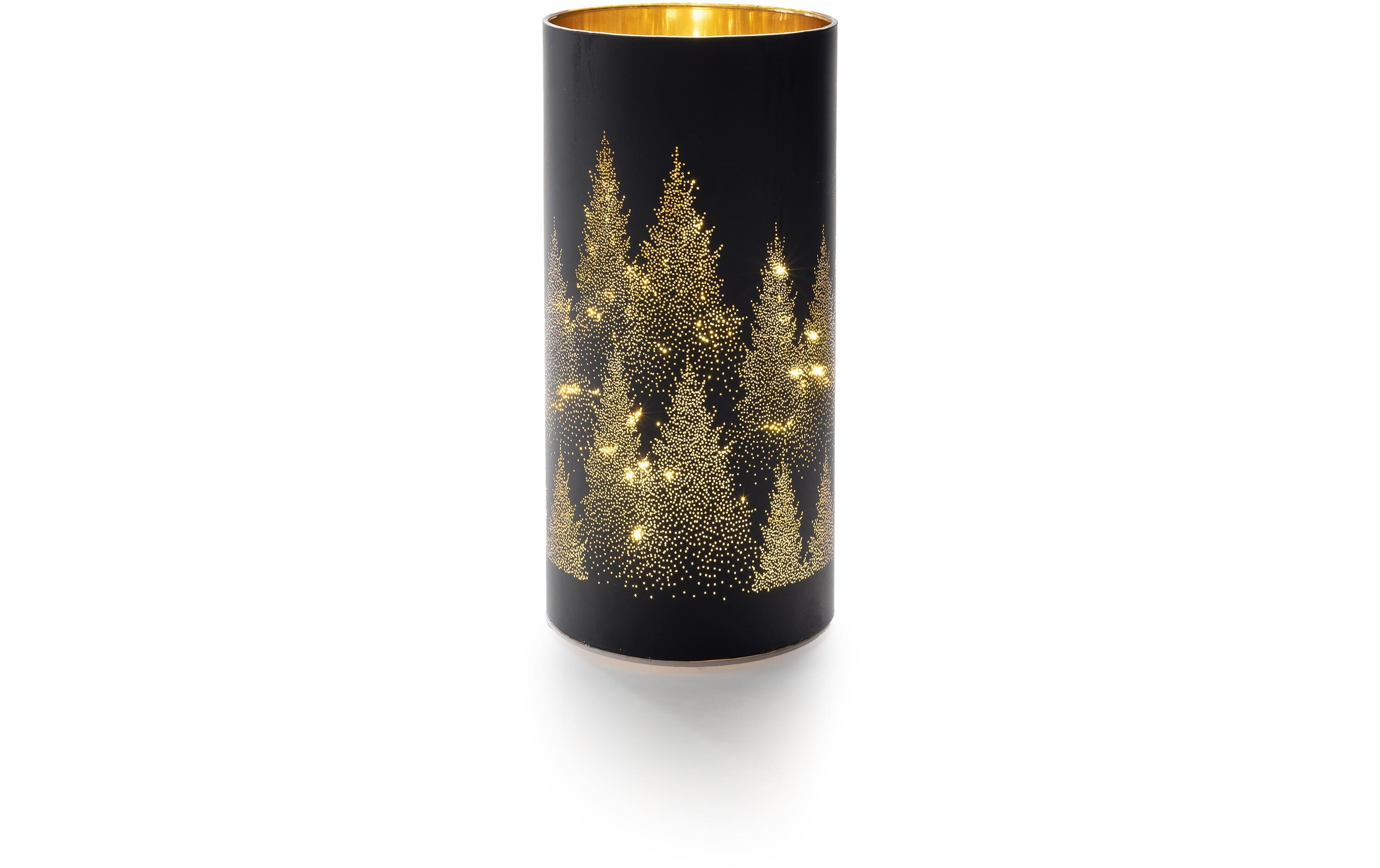 Laterne Tree L, 20 LED, Ø 10 cm, SchwarzTeelichthalter aus Glas