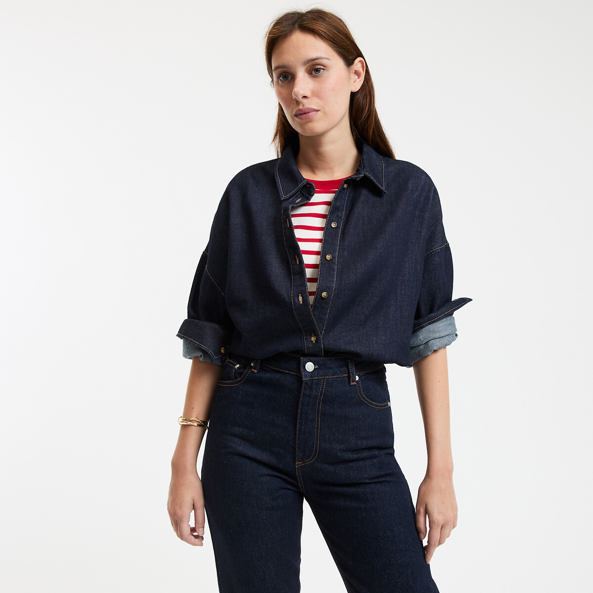 COLEÇÕES LA REDOUTE<br>Camisa jeans, Assinatura APOLLINE