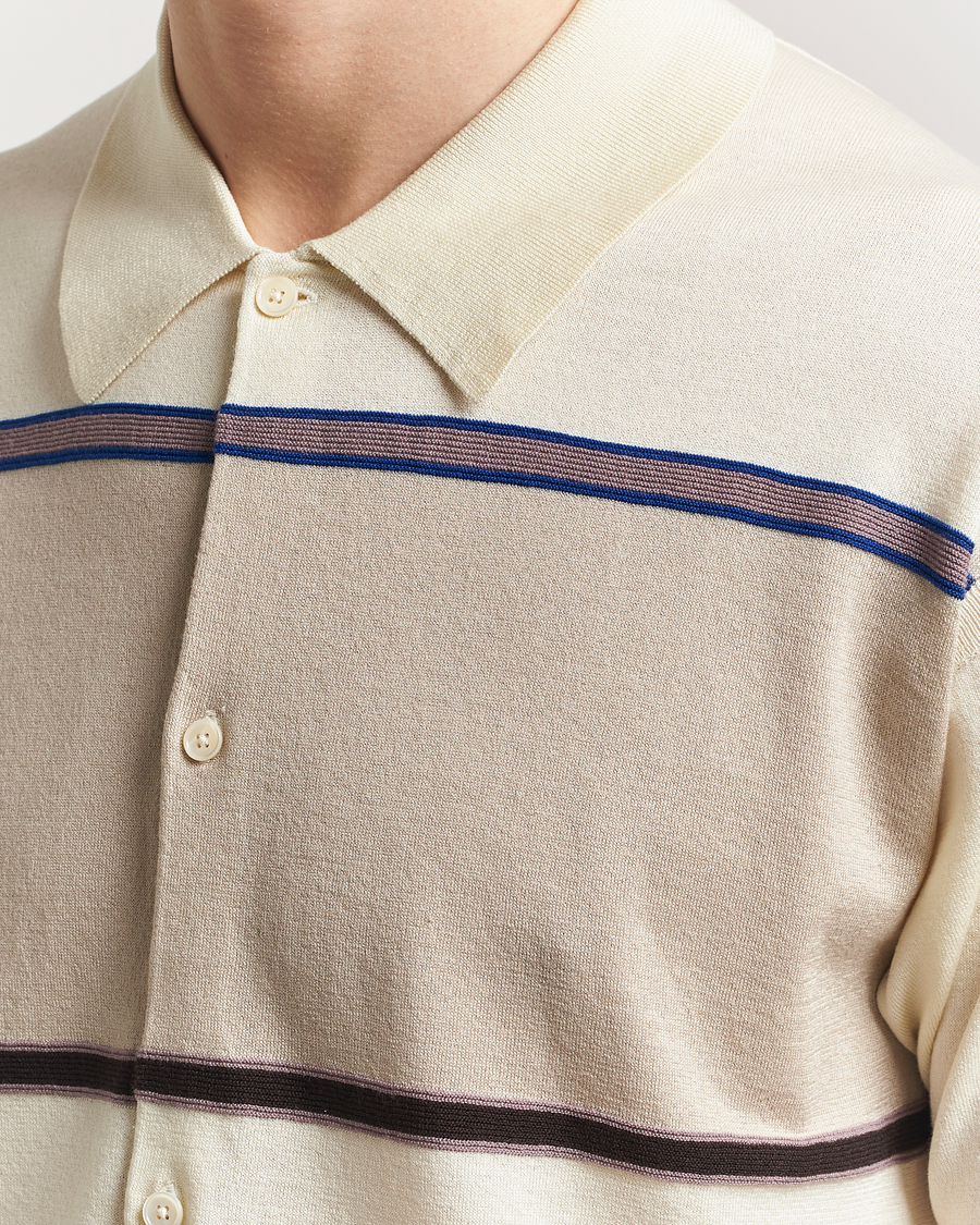 Paul Smith Cotton Striped Knitted Short Sleeve Shirt White