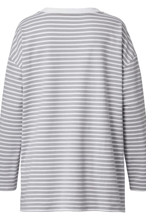 Sweatshirt, A-Line, Ringel, Frottee-Stern, V-Ausschnitt, Langarm