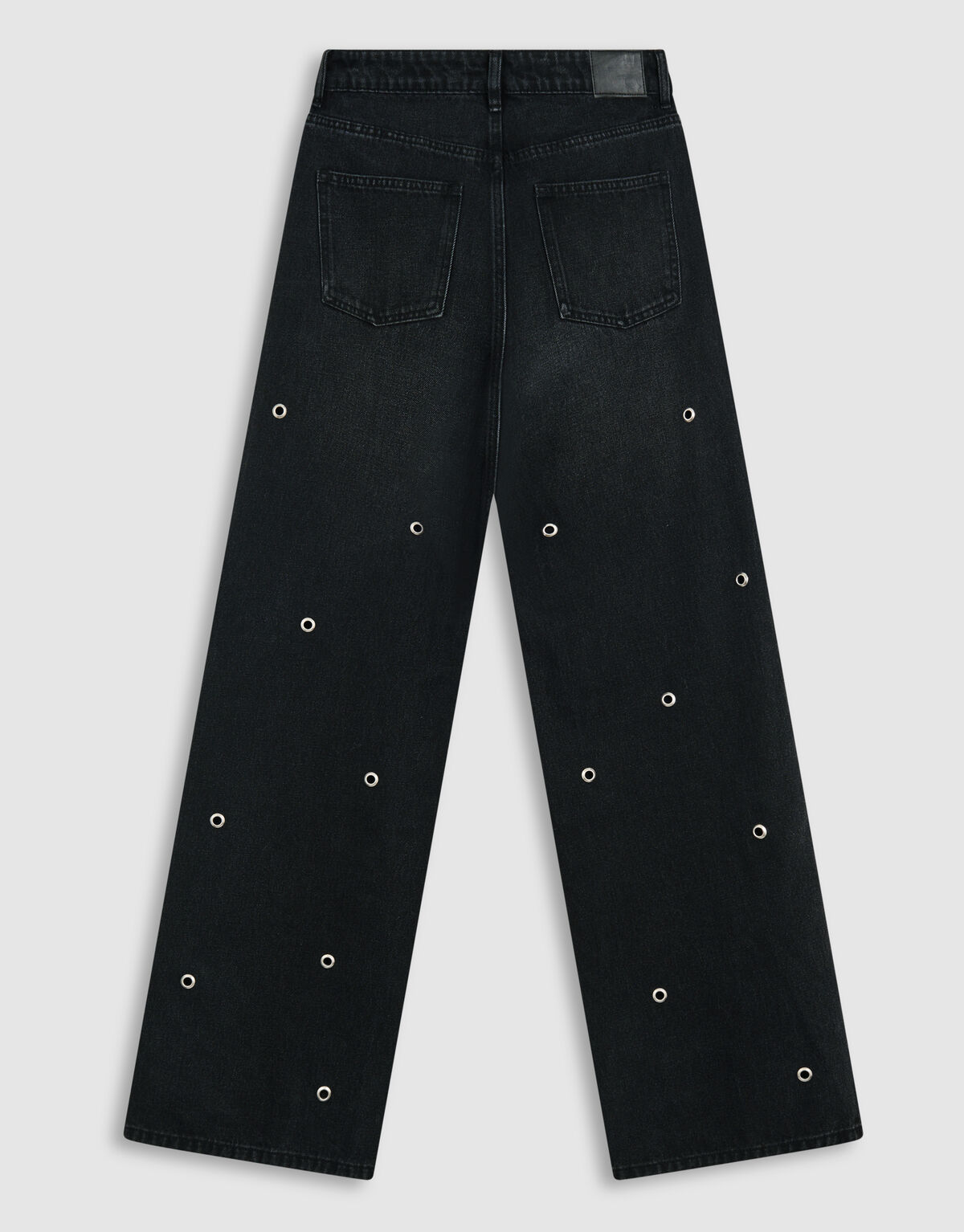 Eyelet Straight Fit Jeans Donkergrijs